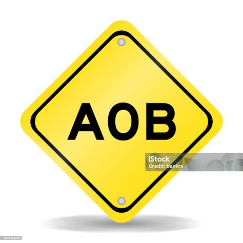 yellow color transportation sign  word aob  white background