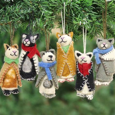 Wool Ornaments Cozy Kittens Set Of 6 Cat Christmas Ornaments Felt Christmas Ornaments