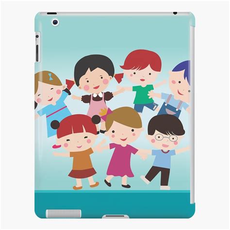 Funda Y Vinilo Para Ipad Ni Os De Dibujos Animados Que Muestran La