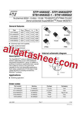 P Nk Zfp Datasheet Pdf Stmicroelectronics