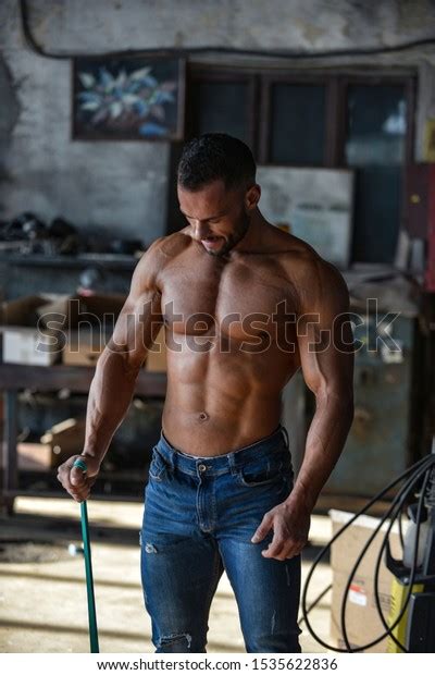 Muscled Half Naked Man Work Old Stock Photo Shutterstock