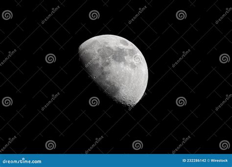 Shining Half Moon At Night Stock Photo Image Of Planets 232286142