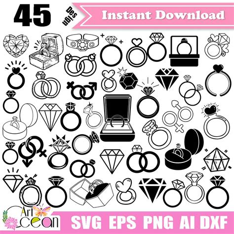 Diamond Ring Svg Clipart Wedding Ring Svg Engagement Ring Svg