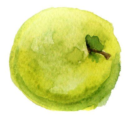 Watercolor Sketch Of Apple On A White Background Stock Clipart ...