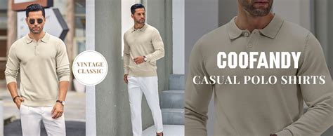 Amazon COOFANDY Mens Knit Polo Shirts Casual Long Sleeve Classic