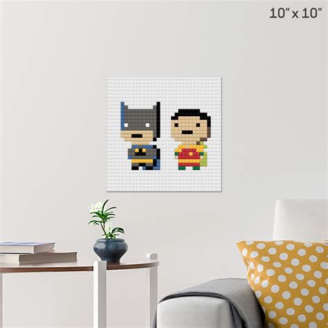 Batman And Robin Pixel Art Wall Poster Build Your Own With Bricks Brik