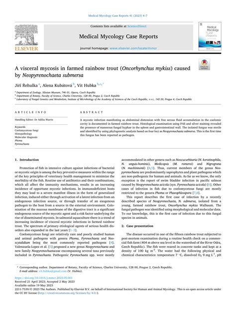 PDF A Visceral Mycosis In Farmed Rainbow Trout Oncorhynchus Mykiss