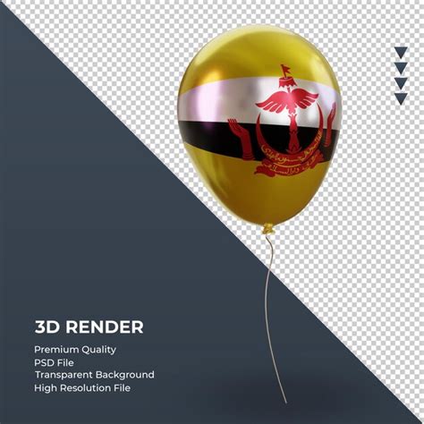 Premium PSD 3d Balloon Brunei Darussalam Flag Realistic Foil