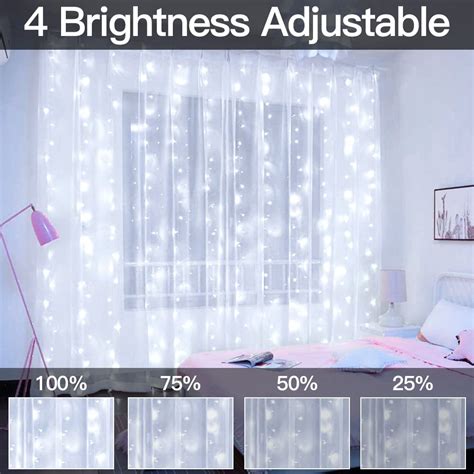 Ollny Curtain Lights For Bedroom Cool White Led Ftx Ft Remote