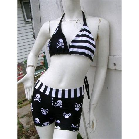 Pirate Skull Stripe S Xl Bikini Swim Suit My Designs Pinterest