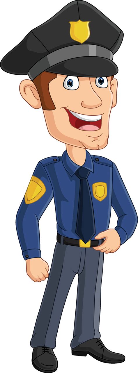 Cartoon Smiling Officer Policeman Standing Vector Art At Vecteezy