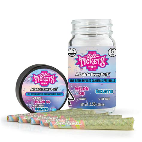 Melon Og X Gelato Infused Pre Roll 5 Pack Lift Tickets