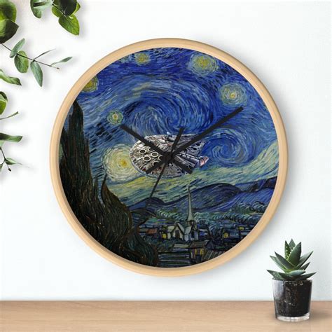 Star Wars Themed Starry Night Van Gogh Wall Clock With The Millennium