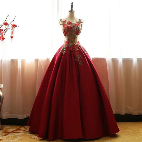 Real Sexy Lace Beads Satin Dark Red Prom Dresses Long Formal Evening