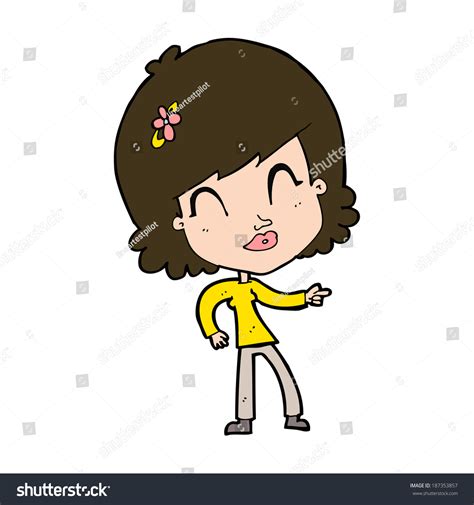 Cartoon Happy Woman Pointing Stock Vector Royalty Free 187353857