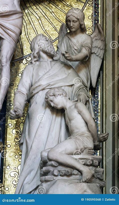 Abraham Sacrificing Isaac, Altar of the Holy Cross in Zagreb Cathedral Stock Photo - Image of ...