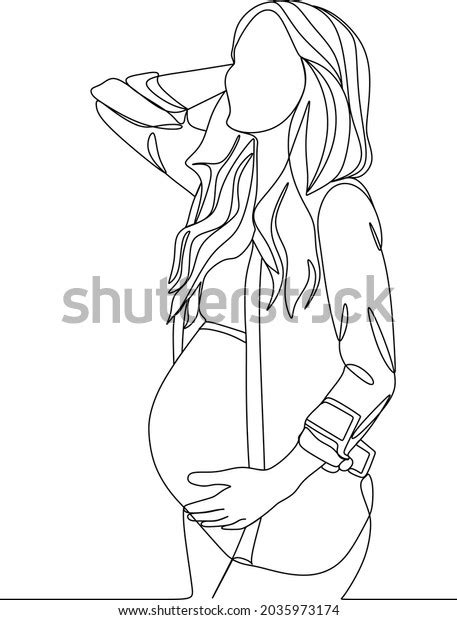 Continuous Line Drawing Pregnant Woman Vector Stock Vector Royalty Free 2035973174 Shutterstock