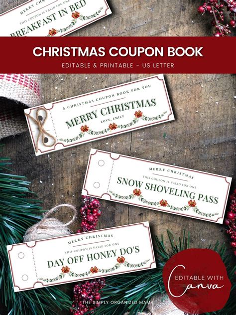 Editable Christmas Coupon Book Template Printable Christmas Etsy