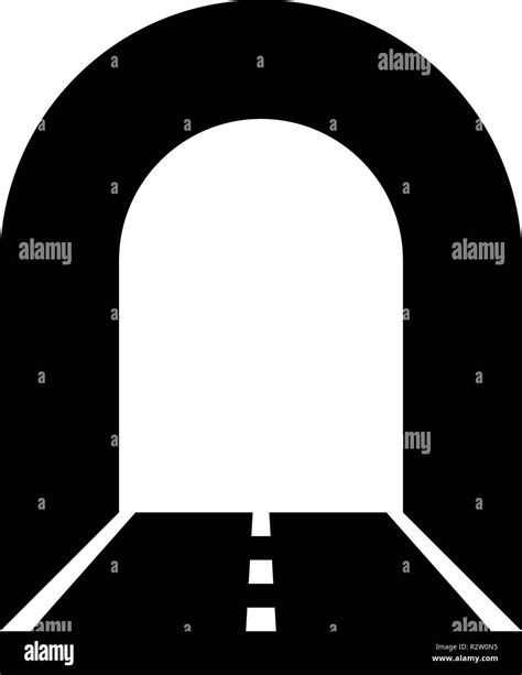 Subway Tunnel With Road For Car Icon Black Color Vector I Flat Style