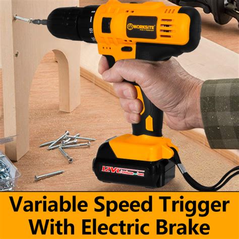 Worksite Power Drill Machine Cordless 12v Lithium Battery Power Drills