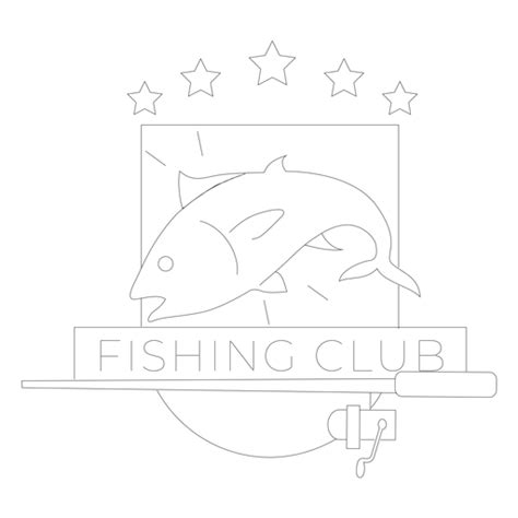 Design Png E Svg De Linha De Distintivo De Estrela Giratória De Vara De Pescar Clube De Pesca