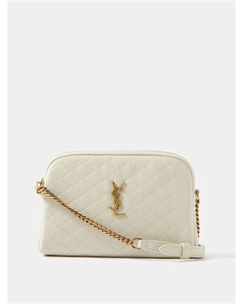 Saint Laurent Quilted Leather Cross Body Bag In Natural Lyst