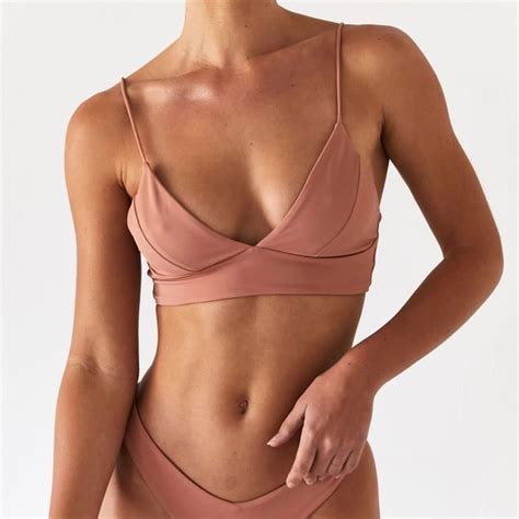 Maillots De Bain Deux Pièces Pour Femmes Bikini Femme Sexy Solide Push Up Coupe Haute À Lacets