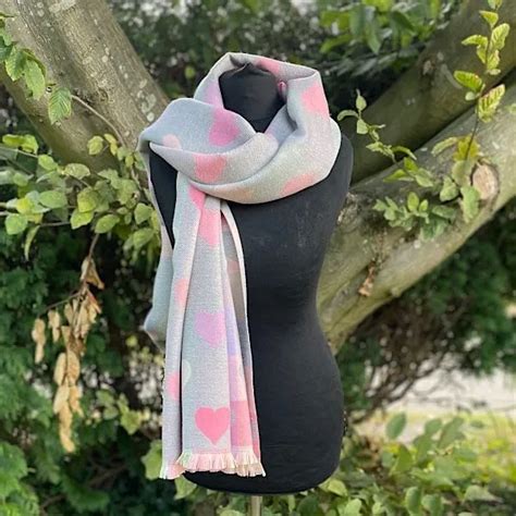 Light Grey Large Heart Ribbed Scarf Julia Rose Gifts And Accessories