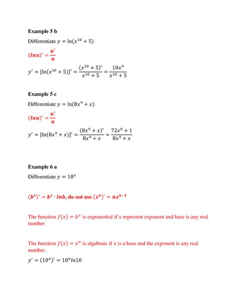 Derivatives Of Exponential And Logarithmic Functions Pt Example