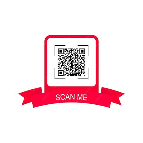 Красная рамка с лентой для qr-кода креативная концепция qr-кода scan me ...