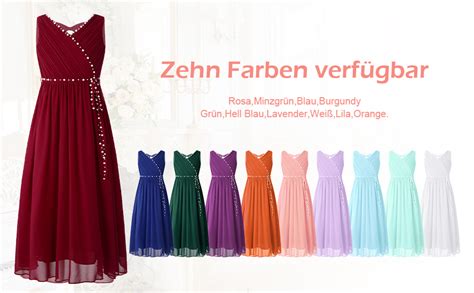 iEFiEL Mädchen Kleid Festlich Lang Kinder Kleidung Hochzeit mit Perlen