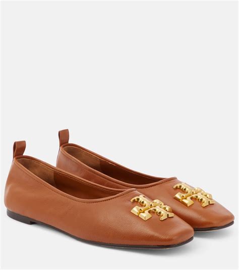 Tory Burch Eleanor Leather Ballet Flats In Bourbon Modesens