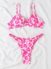 SHEIN Swim Mod Floral Print Push Up Bikini Swimsuit SHEIN USA