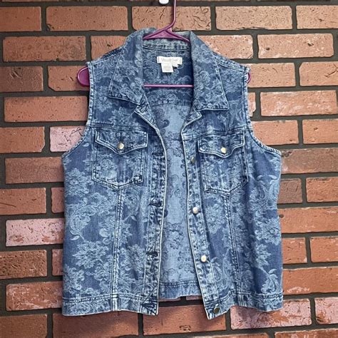 Coldwater Creek Women S Blue And Navy Gilet Depop