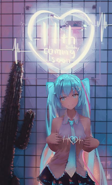 4k Free Download Hatsune Miku Happy Birtay Vocaloid Twintails