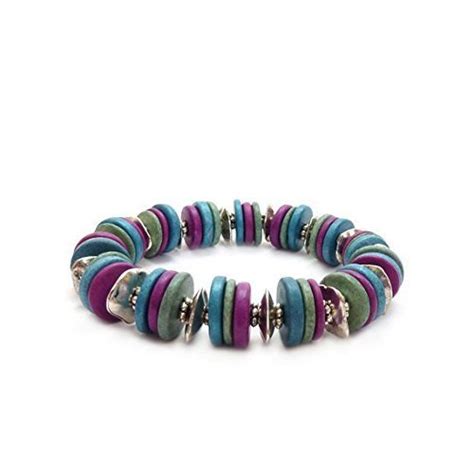 Amazon Greek Mykonos Stacking Bracelet Purple Mint Green