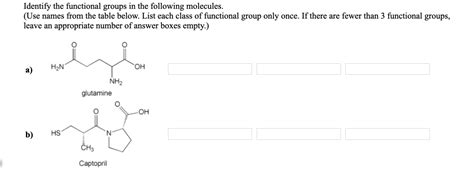 Solved Identify The Functional Groups In The Following