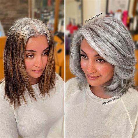 20 People Before And After Embracing Their Natural Gray Hair With The Help Of Celebrity Hair