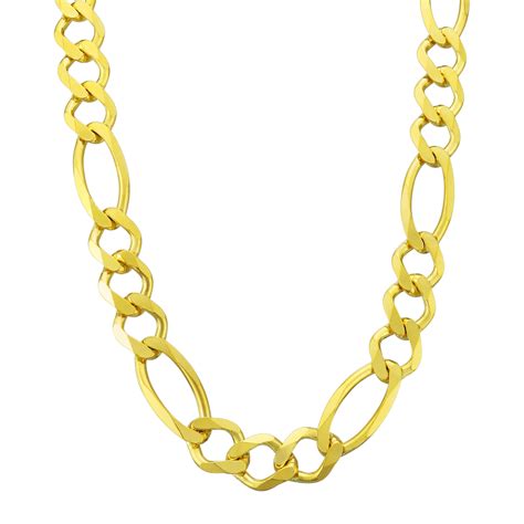 Nuragold 14k Yellow Gold Mens 12mm Solid Italian Figaro Link Chain