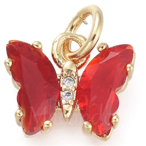 Mariposa Zirconia Chica Roja Tienda Macondo