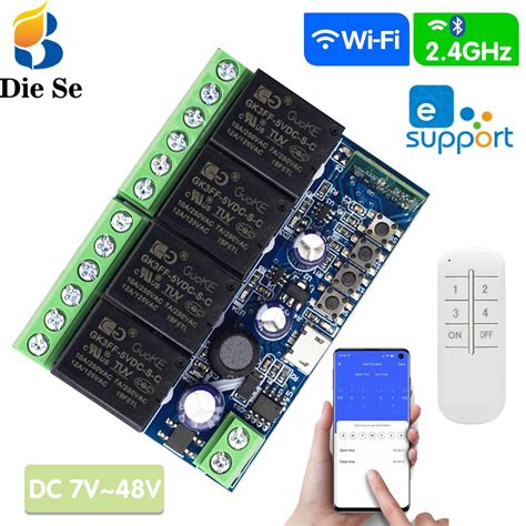 Ewelink Wifi Smart Module Switch Dc 12v 24v 48v 4 Channel Relay