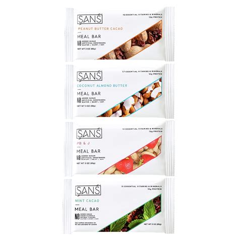 Amazon Sans Variety Meal Replacement Protein Bar All Natural