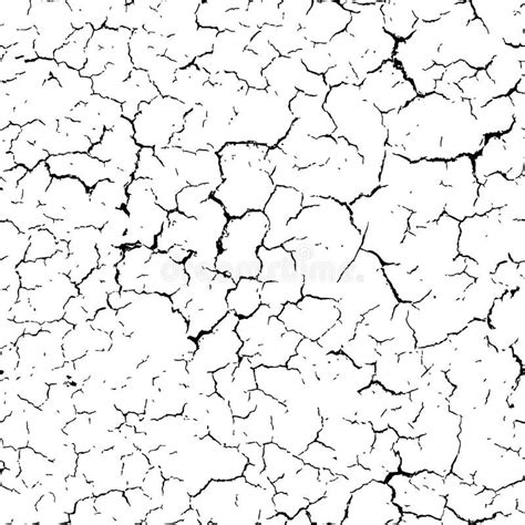 Cracked Seamless Pattern Vector Texture Black Cracks On White B Stock