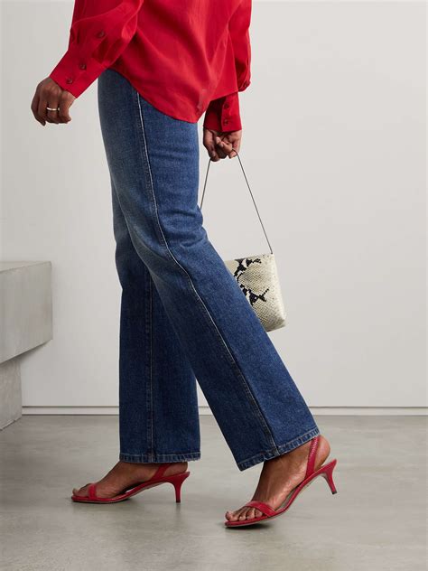 So Nude Lizard Effect Leather Slingback Sandals Net A Porter