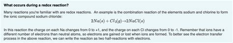 Solved Oxidation-reduction reactions (also called redox | Chegg.com 