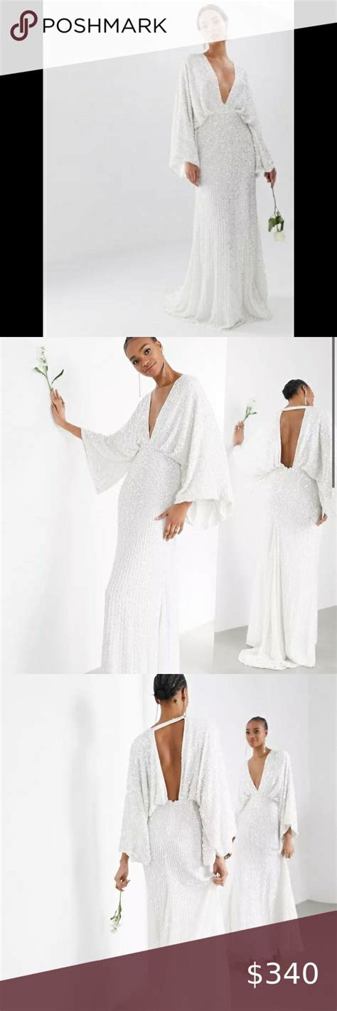 Asos Bridal Ciara Sequin Kimono Sleeve Wedding Sold Out Sleeved