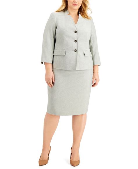 Le Suit Plus Size Textured Skirt Suit Macys