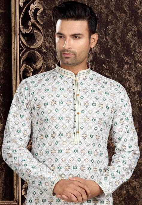 Buy Digital Printed Cotton Kurta Set In Off White Online Mkm