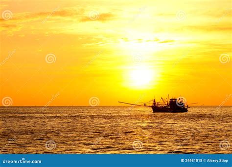 Fishing Boat At Sunset Stock Photo Image Of Color Vessel 24981018