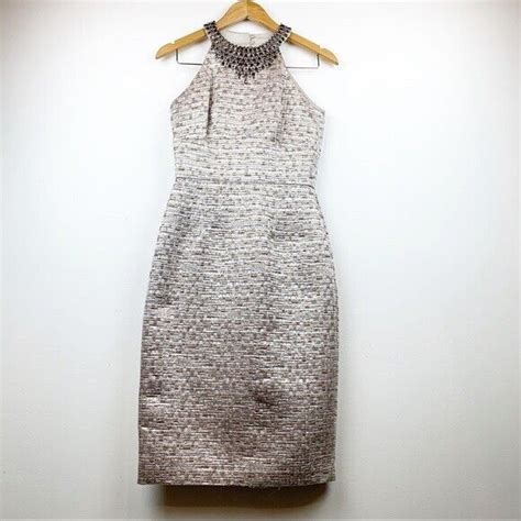 Maggy London Embellished Brocade Sheath Dress Size 4 Gem